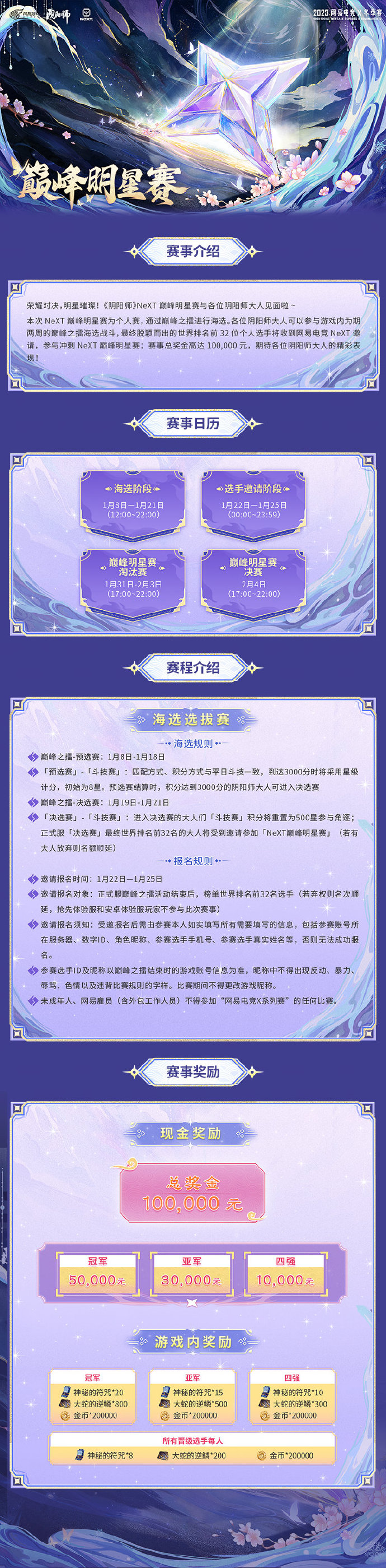 阴阳师NeXT巅峰明星赛赛程是什么