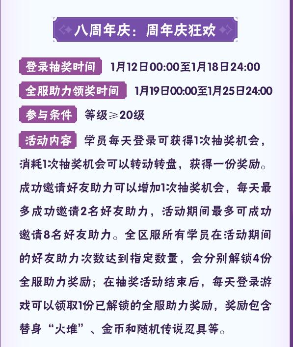 火影忍者手游八周年活动有哪些