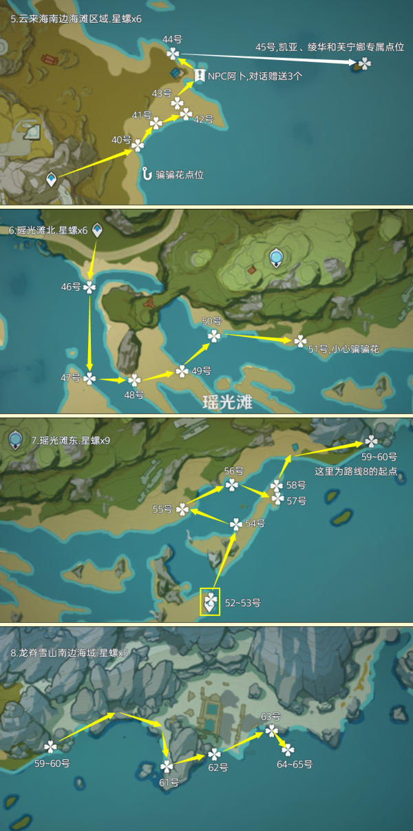 原神星螺全采集路线一览